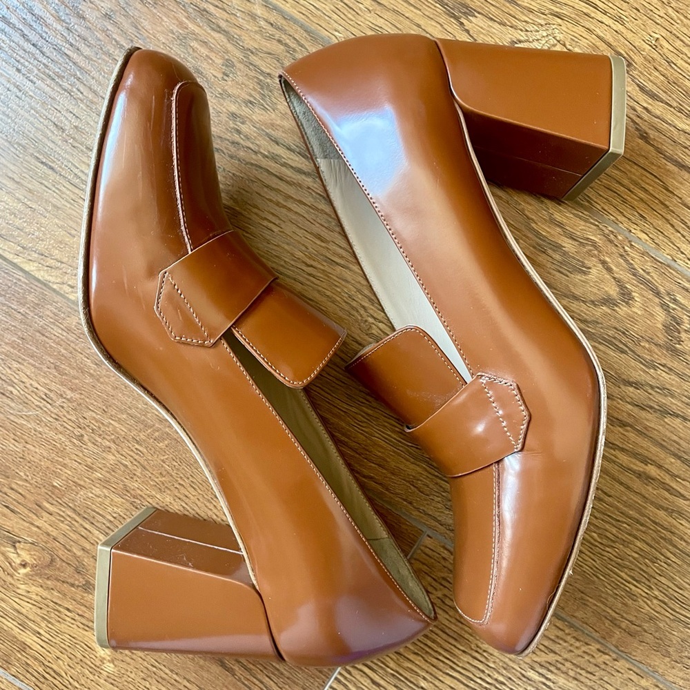 M. Gemi Brown Leather Block Heels - Picture 7 of 9